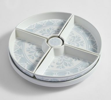 Chambray Tile Stoneware Lazy Susan | Pottery Barn (US)
