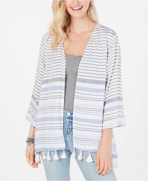 Style & Co Striped Tassel-Hem Kimono, Created for Macy's & Reviews - Tops - Women - Macy's | Macys (US)