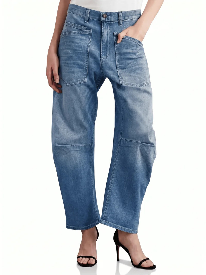 DOKOTOO Women's Barrel Jeans Baggy High Waisted Vintage Y2K Boyfriend Jeans Loose Ankle Denim Str... | Walmart (US)
