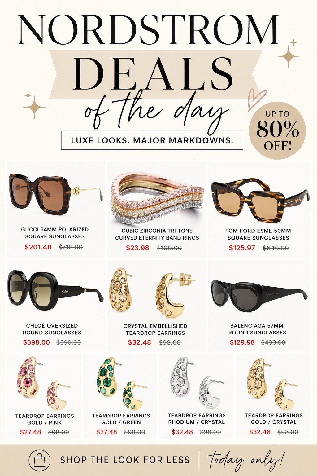 Nordstrom Rack deals, Nordstrom designer sale, luxury accessories sale, designer sunglasses sale, Gucci sunglasses deal, Tom Ford sunglasses sale, Balenciaga sunglasses women, Chloé oversized sunglasses, affordable luxury fashion, designer deals under $200, Nordstrom markdowns, Nordstrom sale finds, luxury for less, designer accessories on sale, fashion influencer finds, trendy sunglasses 2026, luxe fashion deals, designer jewelry sale, statement earrings trend, gold statement earrings, viral fashion accessories, rich girl aesthetic accessories, quiet luxury style, expensive looking accessories, Nordstrom Rack designer finds, luxury fashion discounts, women’s designer sunglasses, chic accessories for summer, fashion content creator finds, ShopMy finds, LTK fashion deals, affordable designer style, women’s luxury fashion, fashion sale alert, luxury brands on sale, everyday luxe accessories, cool girl sunglasses, oversized sunglasses trend, editorial fashion accessories, designer style for less

#LTKmomlife #LTKSaleAlert #LTKootd