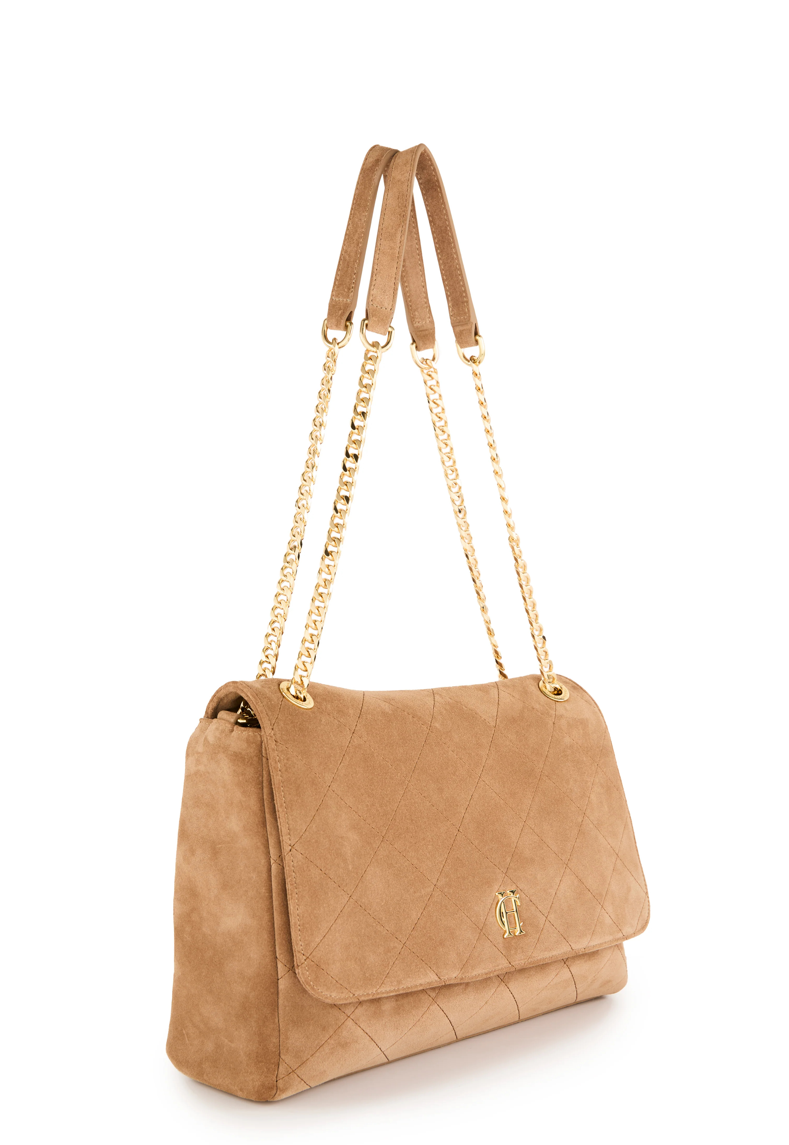 Milan Shoulder Bag (Light Tan Suede) | Holland Cooper