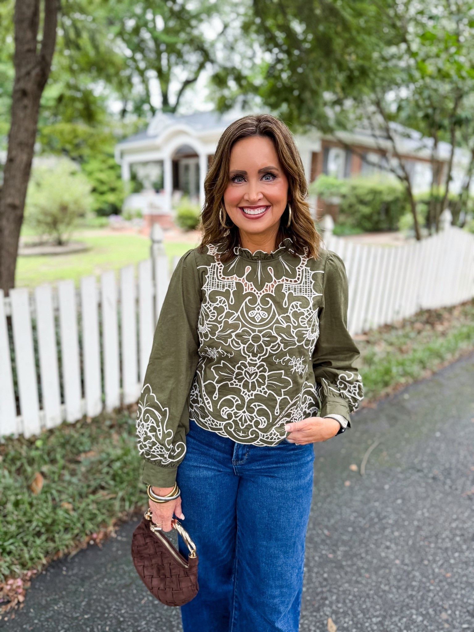 This top is stunning! Runs true to size, wearing a small ￼

#LTKOver40 #LTKSeasonal #LTKootd