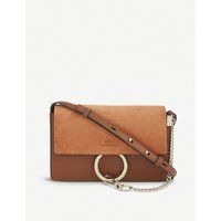 Chloe Faye small leather suede clutch, Women's, Tobacco | Selfridges