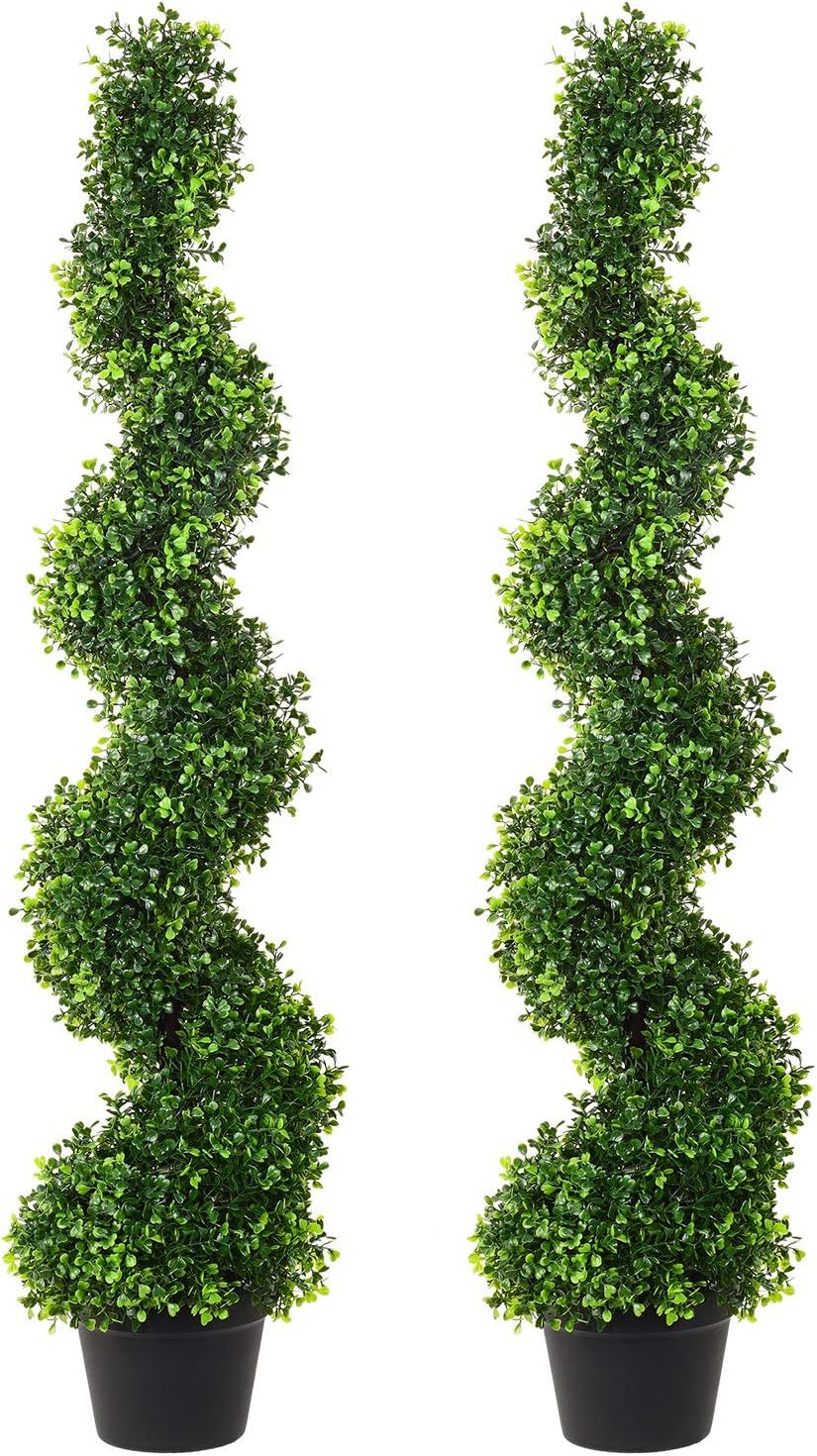DearHouse 4 Feet Artificial Cypress Spiral Topiary Trees, 2Pack Potted Indoor or Outdoor Spiral B... | Amazon (US)