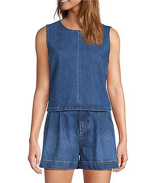 Antonio Melani Alena Denim Round Neck Sleeveless Coordinating Blouse | Dillard's | Dillard's