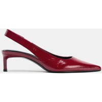 Zara - Leather Kitten Heel Shoes - Women - Red - Women | Zara US