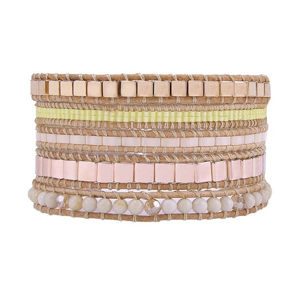 Rose Gold & Gold Beads with Jasper Accents on Natural | Victoria Emerson