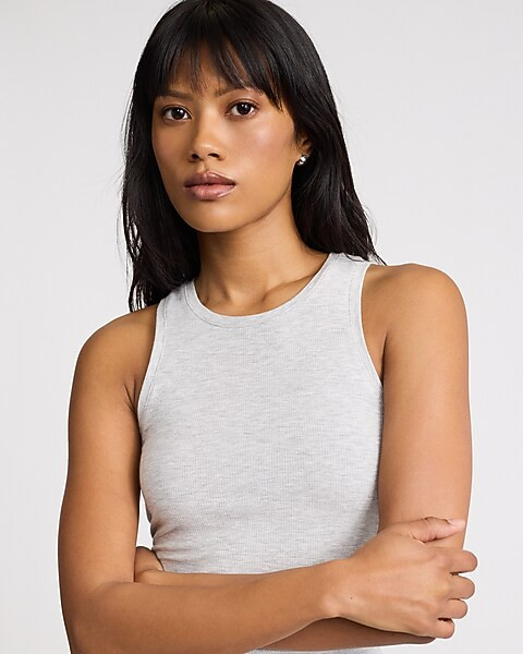 Fitted Ribbed High Neck Tank | Express
