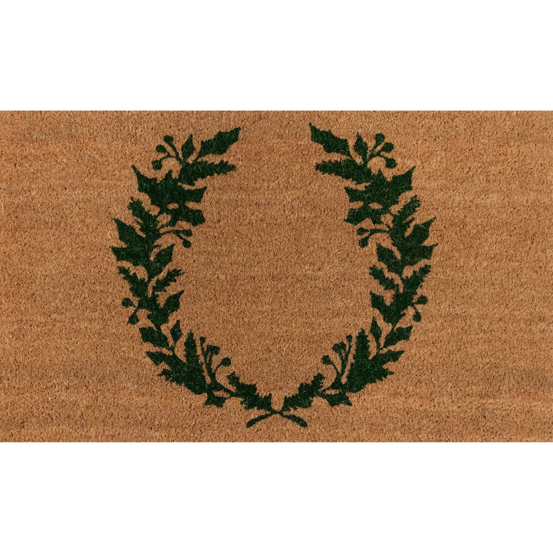 Erin Gates by Momeni Park Wreath Green Hand Woven Natural Coir Doormat | Gorgeous Living