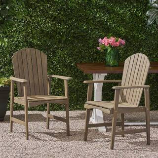 Grey Finish Weather Resistant Acacia Wood Outdoor Adirondack Dining Chairs Set of 2 | The Home Depot