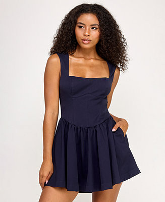 Juniors' Sleeveless Drop Waist Short Dress | Macy's