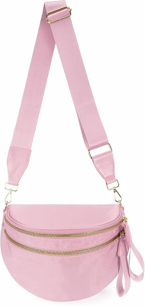 Spacious Nylon Crossbody Bag Bum Bag Handbags Wallets Purses Trendy Shoulder Bag for Women | Amazon (US)