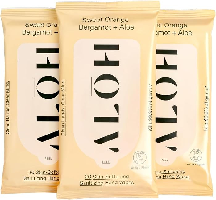 ALŌH Sweet Orange Bergamot + Aloe Hand Sanitizer Wipes, Travel Size | Amazon (US)