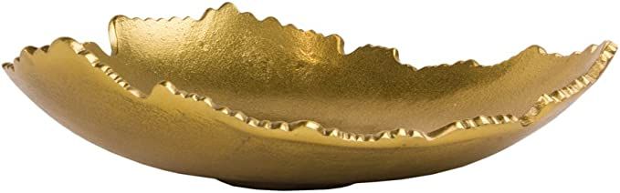 Red Co. 12” Decorative Antique Golden Allure Torn Metal Centerpiece Bowl with Pointed Edges | Amazon (US)