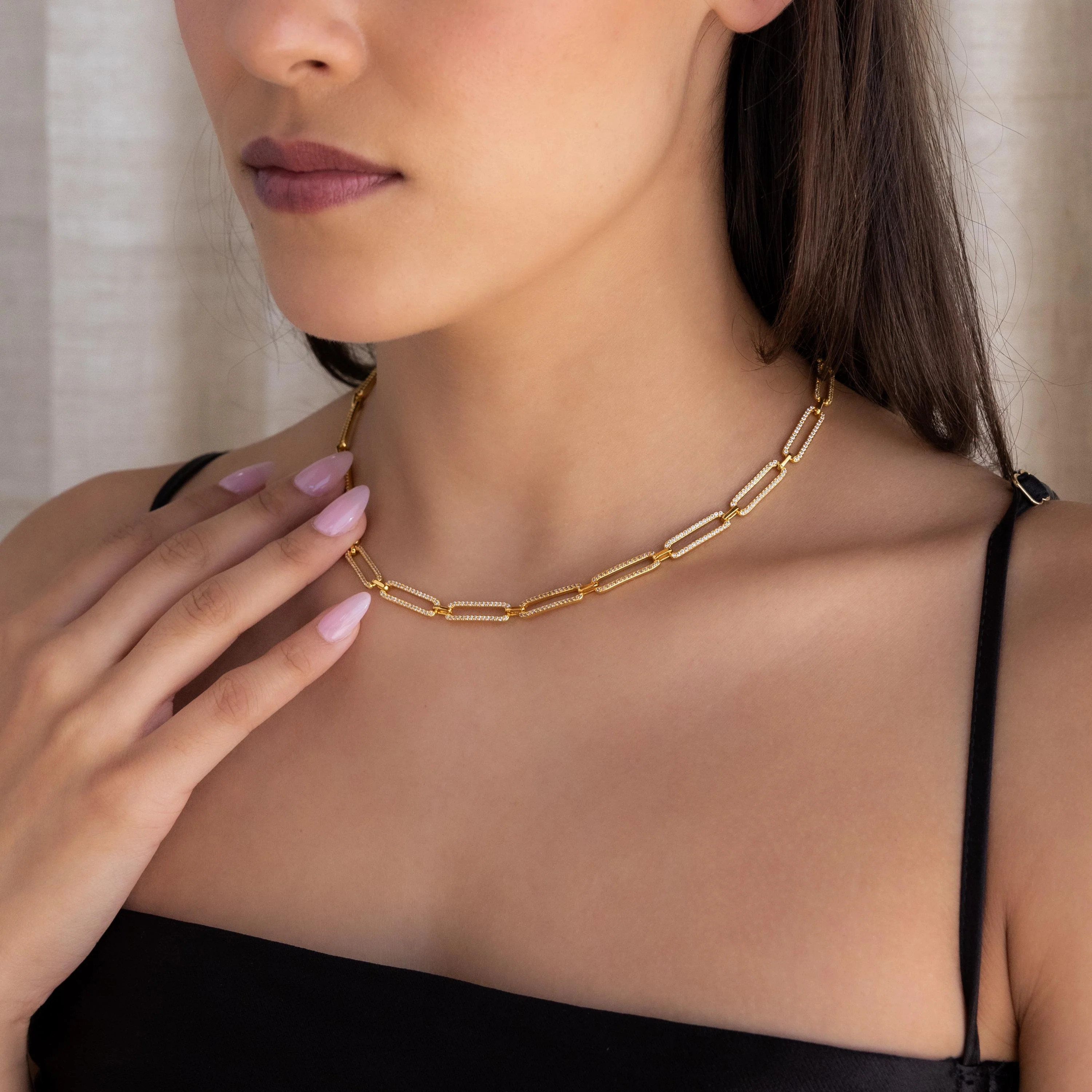 Bold Pave Diamond Link Chain Statement Necklace | Caitlyn Minimalist | Caitlyn Minimalist