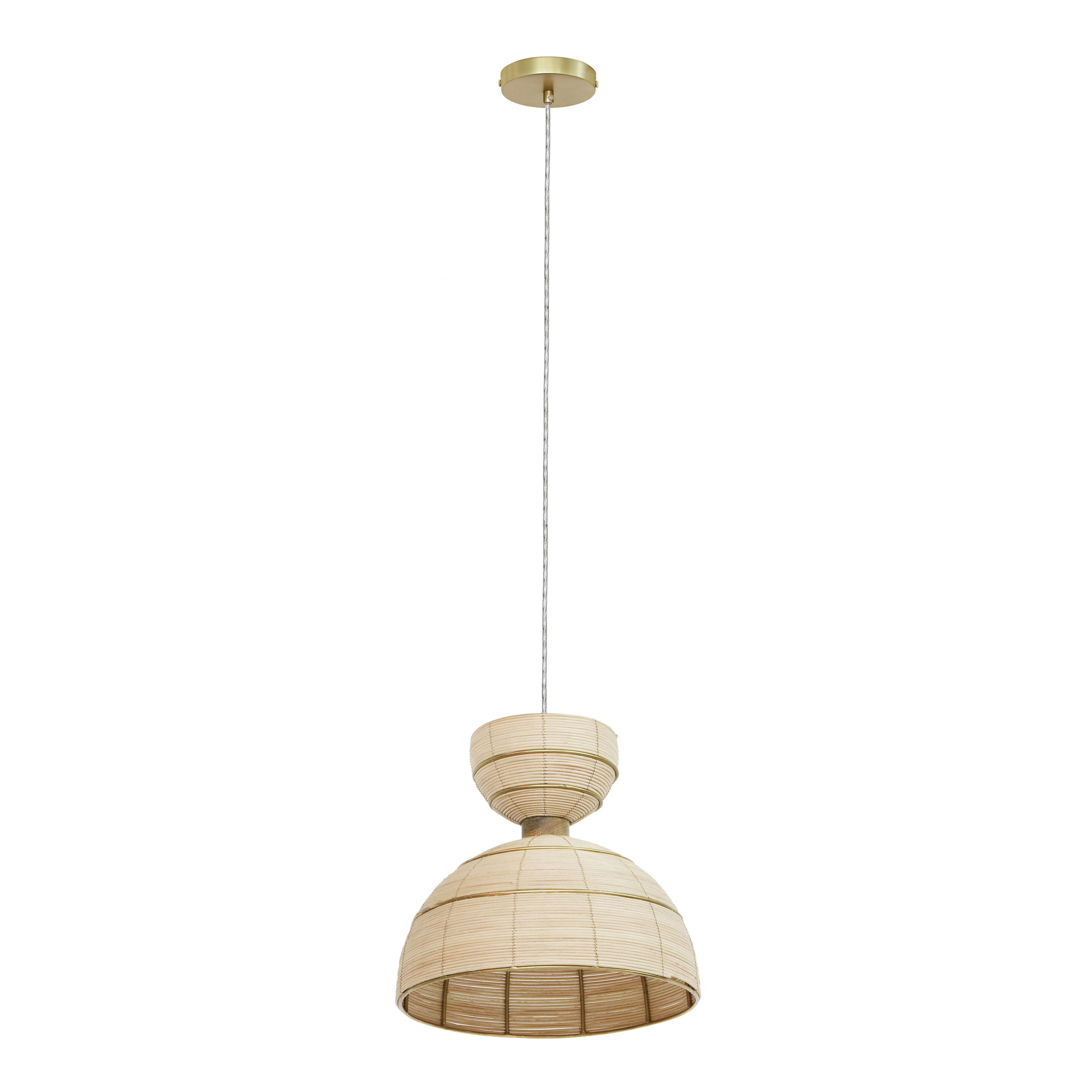 Lydia Rattan And Gold Metal Pendant Lamp | World Market