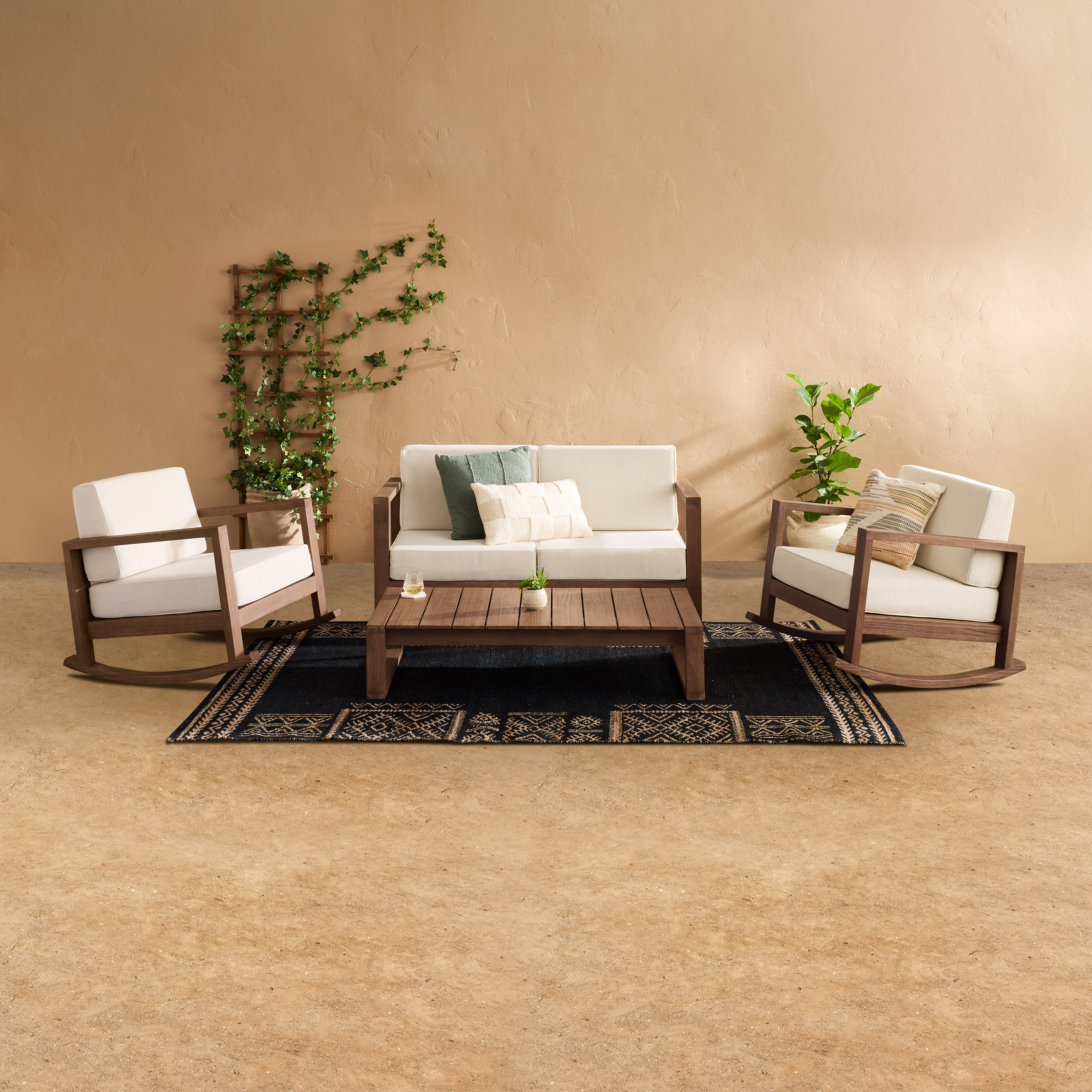 Segovia 4 Piece Outdoor Furniture Set with Rocking Chairs | World Market