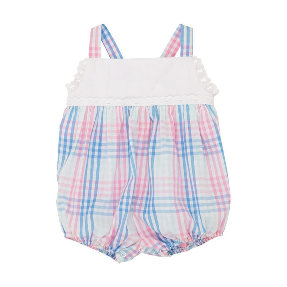 Bitsy Bubble - Spring Party Plaid with Worth Avenue White Eyelet | The Beaufort Bonnet Company