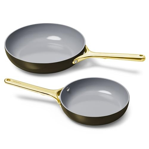 Caraway Fry Pan Duo - Nonstick Ceramic Frying Pan (8" & 10.5”) - Non Toxic, PTFE & PFOA Free - Oven Safe & Compatible with All Stovetops (Gas, Electric & Induction) - Black | Amazon (US)