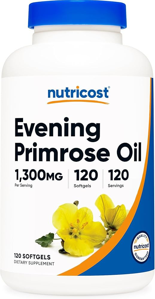Nutricost Evening Primrose Oil 1,300mg, 120 Softgels - Cold Pressed, Non-GMO, Gluten Free, 120 Se... | Amazon (US)