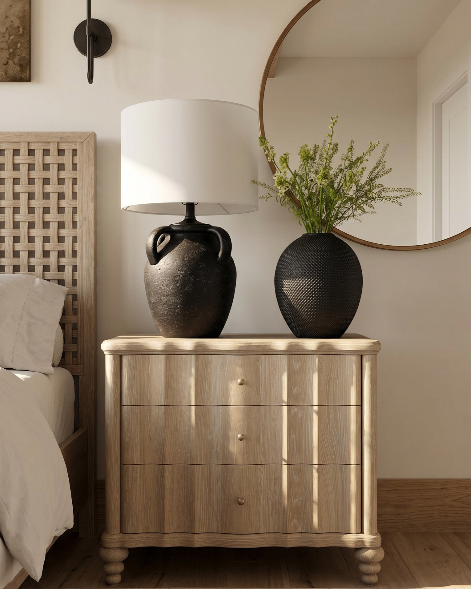 Shop this modern organic home filled with warm neutral decor, rustic wood furniture, designer lighting, and cozy luxury styling. Features include a reclaimed wood dining table, upholstered dining chairs, boucle benches, woven headboard bed, fluted wood nightstands, oversized area rugs, stone accent wall, arched cabinet, wood console table, textured table lamps, black and brass sconces, sculptural chandeliers, decorative mirrors, abstract wall art, ceramic vases, cozy knit throws, and neutral bedding. Perfect inspiration for modern rustic, organic modern, transitional, earthy minimalist, and luxury farmhouse interiors.

Shop the look:
* Reclaimed wood dining table
* Neutral upholstered dining chairs
* Rustic modern chandelier
* Arched wood cabinet
* Wood sideboard buffet cabinet
* Oversized vintage style rug
* Black ceramic table lamp
* Brass wall sconces
* Organic modern dining room
* Rustic wood ceiling beams
* Neutral bedroom decor
* Woven wood headboard
* Boucle bench
* Fluted wood nightstands
* Modern black chandelier
* Stone accent wall
* Console table styling
* Boucle ottomans
* Decorative round mirrors
* Abstract neutral artwork
* Modern organic home decor
* Luxury farmhouse bedroom
* Earth tone throw pillows
* Chunky knit blanket
* Neutral textured bedding
* Designer inspired lighting
* Minimalist rustic interiors
* Warm wood furniture
* Contemporary rustic decor
* Organic modern styling

#LTKsale #LTKhome #LTKstyletip