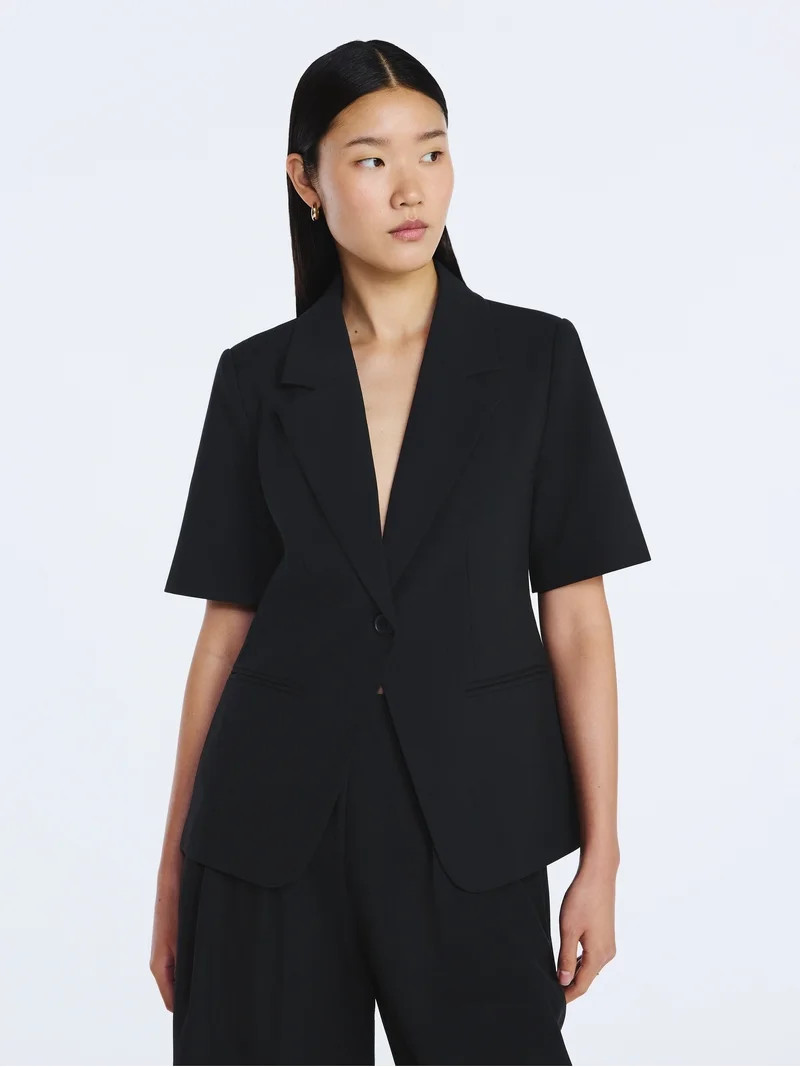 Scoop Women's and Women's Plus Short Sleeve Boxy Blazer, Sizes XS-4X | Walmart (US)