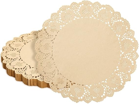 Juvale 250 Pack Round Paper Placemats for Cakes, Desserts, Light Brown Doilies for Food, Formal E... | Amazon (US)