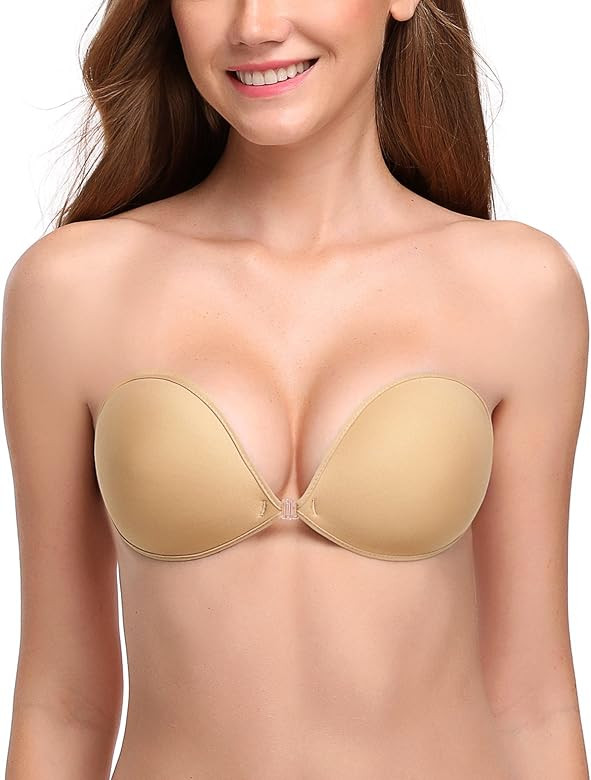 Wingslove Adhesive Bra Reusable Strapless Self Silicone Push-up Invisible Sticky Bras for Backles... | Amazon (US)