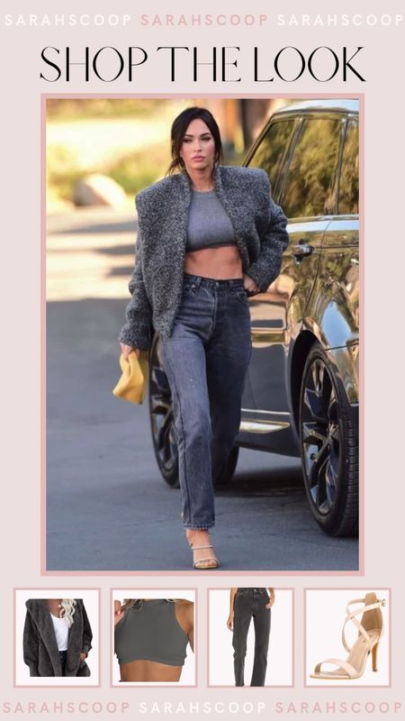 Shop this all grey look from Megan Fox! This teddy coat brings the jeans and crop top combo together  perfectly! 

#LTKSeasonal #LTKhome #LTKbeauty