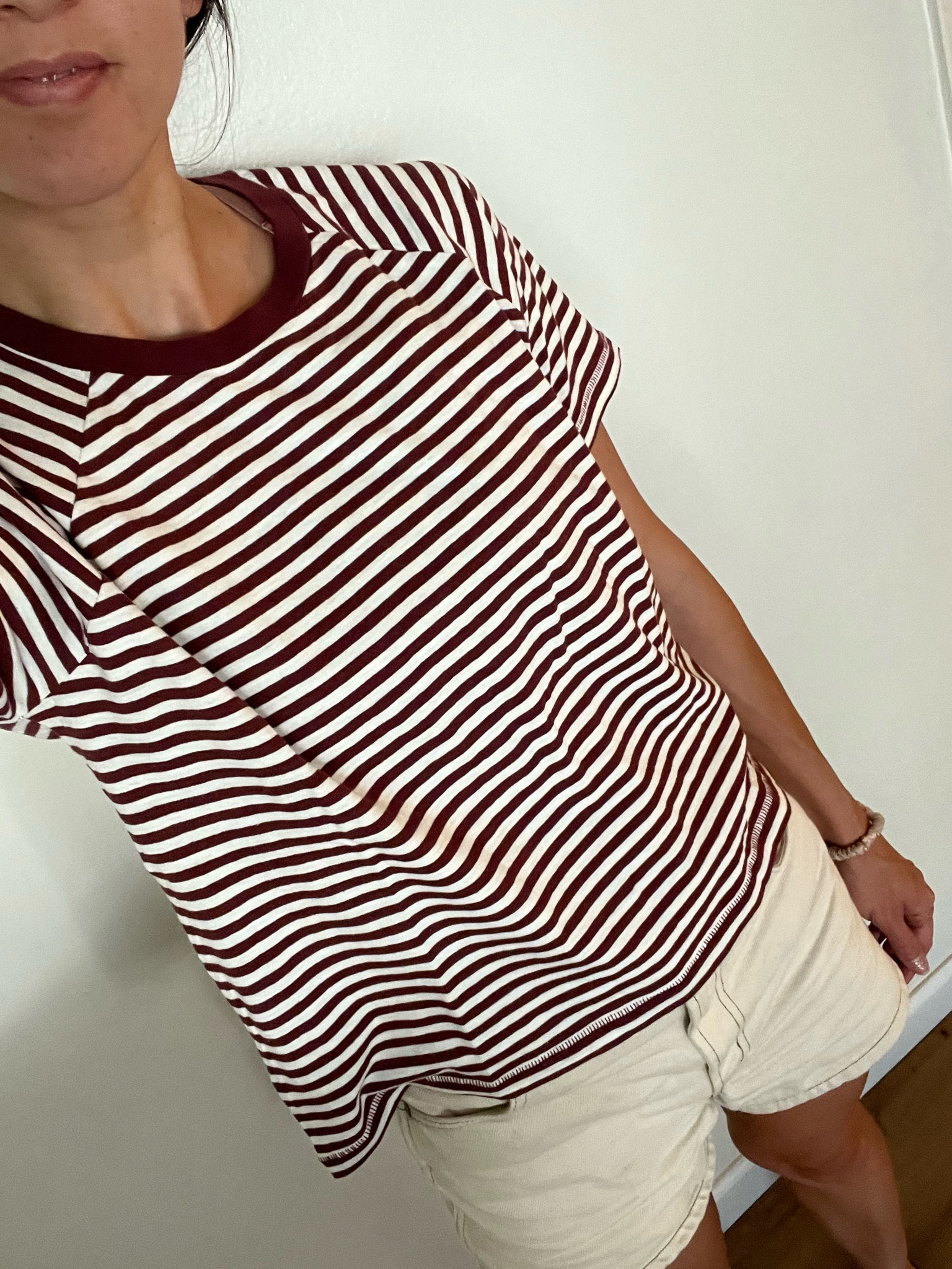 Sporty mom vibes 🤎 #ootd #momoutfit #stripes 

#LTKSeasonal #LTKBacktoSchool #LTKFindsUnder50