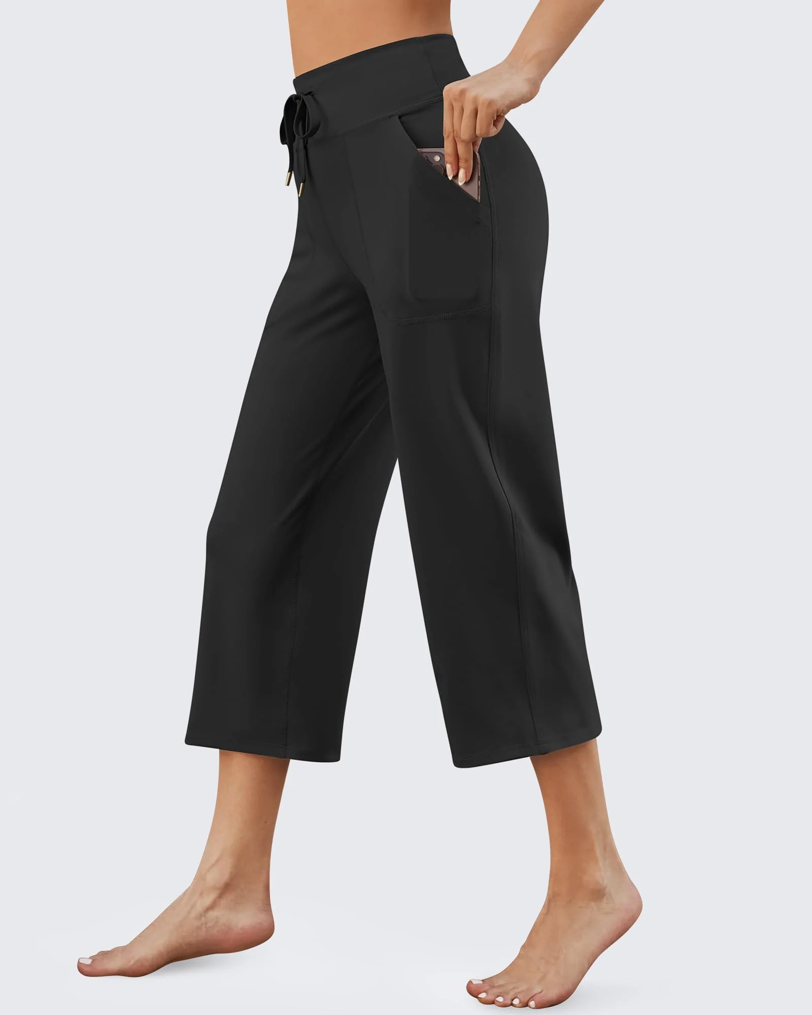 EverGoing Wide Leg High-Rise Drawstring Capris Pants | g4free activewear