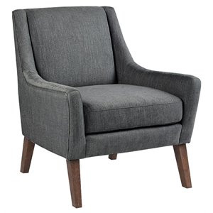 INK+IVY Scott Solid Wood and Polyester Accent Chair in Gray/Walnut | Cymax