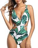 Tempt Me Women's Sexy One Piece Cutout Deep V Monokini High Waist Thong Swimsuit Green Leave M | Amazon (US)