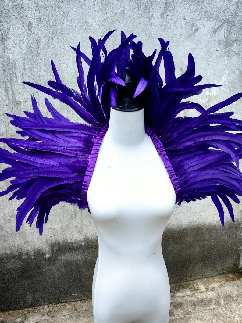 Purple Feather Burlesque Dance Costume Large Feathers SHAWL Shrug Shoulders Feathers Cape Hallowe... | Etsy (US)