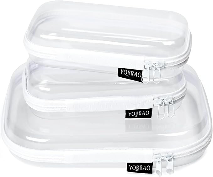 3 Pack Clear Hard Shell Zipper Case - Clear Waterproof Cosmetic Bag with Zipper, Kid's Toy Storag... | Amazon (US)