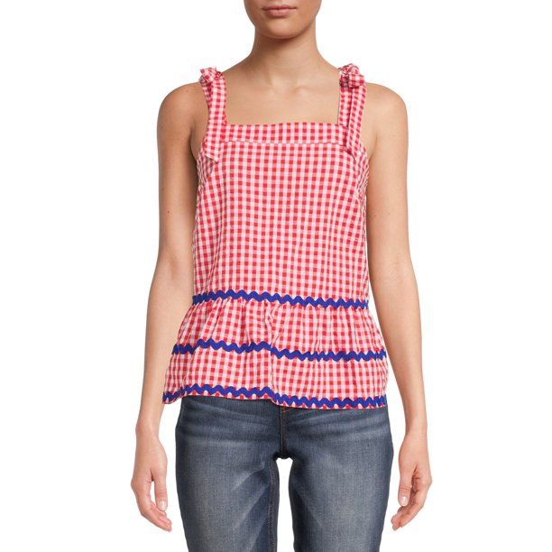 theGet Women's Tie Shoulder Ric Rac Tank Top | Walmart (US)