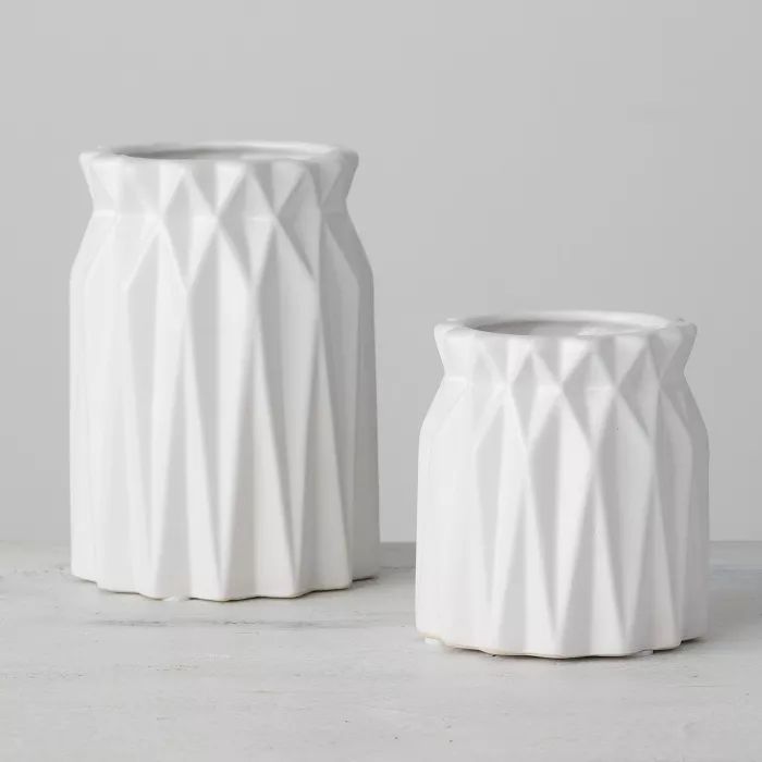 Sullivans Set of 2 Origami Vase 6"H & 4"H White | Target