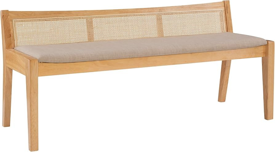 Kasi Beige Rattan Cane Bench with Back, Large, Natural | Amazon (US)