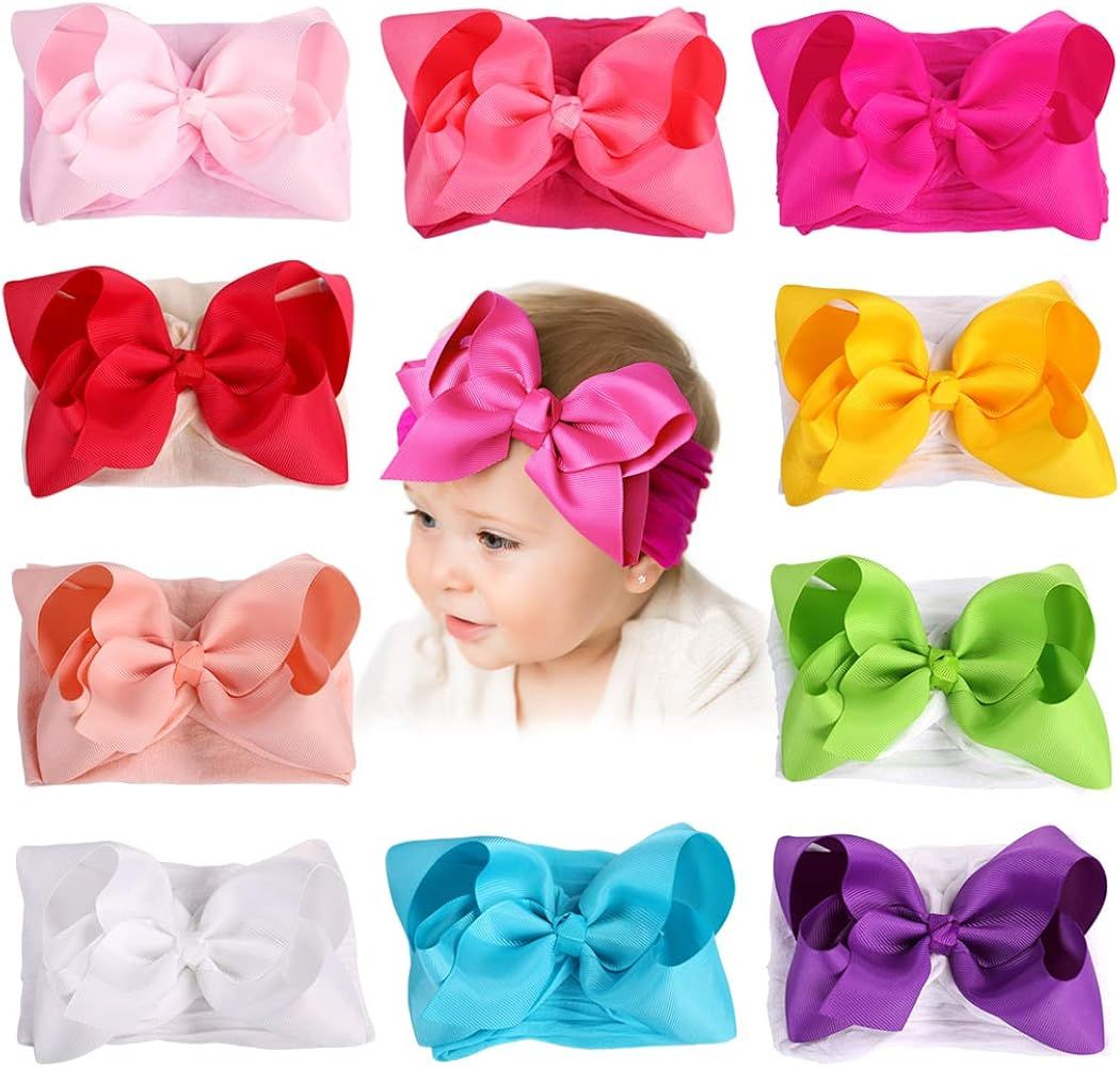 Baby Girl Headbands Newborn Infant Toddler Knotted Hairbands Bows Elastic Soft Floral Hair Band | Amazon (US)