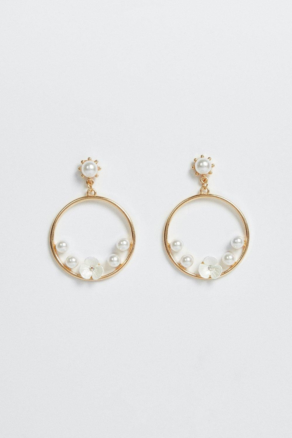Pearl Flower Hoop Earrings | Oasis UK & IE 