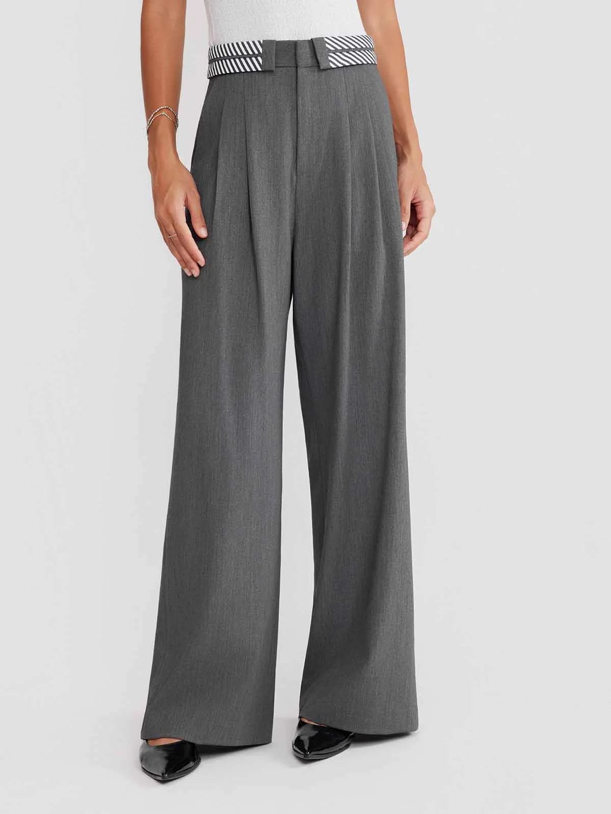 ASOBIO Effortless Pant Contrast Waistband Straight-Leg Trousers | ASOBIO (US)
