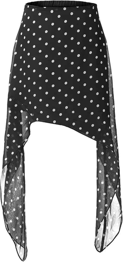 EXLURA Women Summer Boho Skirts Polka Dot Asymmetrical Midi Skirt Y2K Elastic Waist Flowy Skirts ... | Amazon (US)
