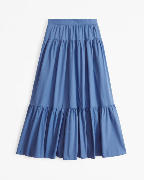 Poplin Tiered Maxi Skirt | Abercrombie & Fitch (US)