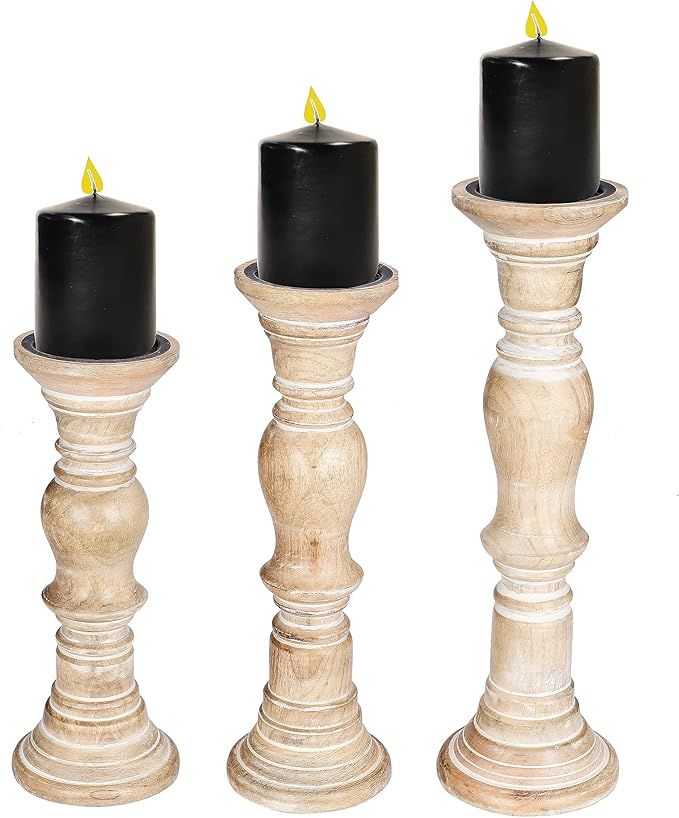 Candle Holder Stand Wooden, Candalbras, Candle Holders, Unity Candle Holders, Rounded Turned Colu... | Amazon (US)