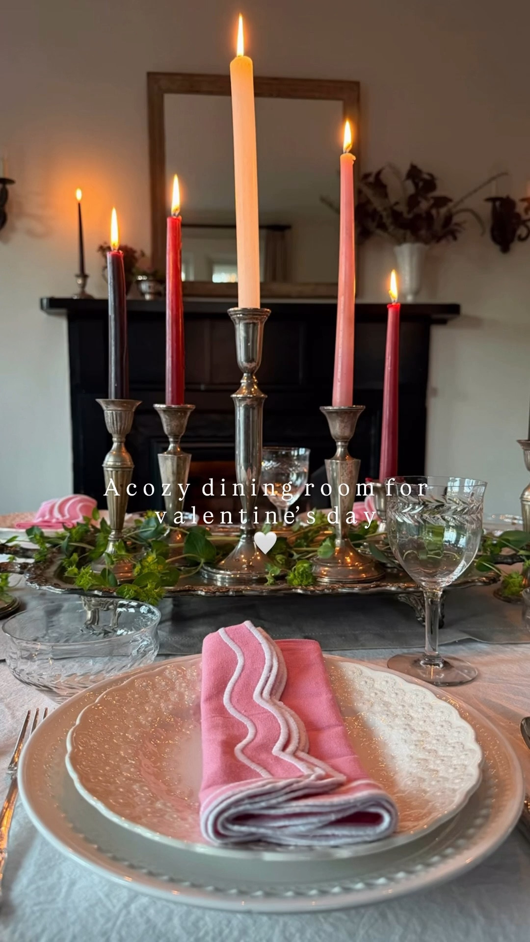 How do you show your family & home love? I love  creating cozy welcoming spaces for my family & friends.  We love to come together & celebrate both small occasions and big ones.  Whether it’s a galantines dinner with my girls or a family gathering, table settings are definitely my love language.  Always dreaming up the next one!  Hope this inspires you! 

@allcottonandlinen surprised me with these gifted napkins that inspired this tablescape! The ruffle table cloth is from them too!  Linen runner is from @d’mokshahome

#ltkhome #cozyathome #cozydecor #valentinesday #tablescape #valentinedecor
this old house | 236 year old home | dining room | cozy table | candlelight | valentines day tablescape 

#LTKSeasonal #LTKValentine #LTKHome