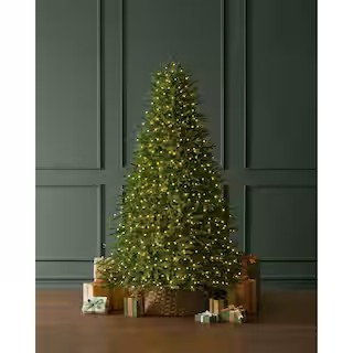 7.5 ft. Breckenridge Twinkling Adaptive Lighting Downswept Fraser Fir LED Pre-Lit Christmas Tree ... | The Home Depot