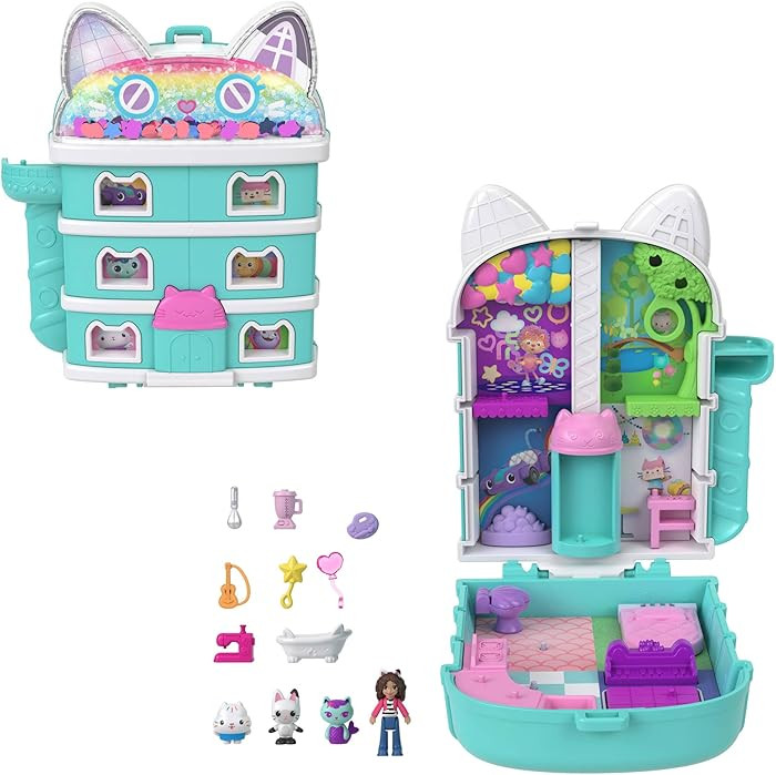 Polly Pocket x Gabby’s Dollhouse Compact, Micro Dolls and Playset, 9 Themed Accessories, Pandy ... | Amazon (UK)