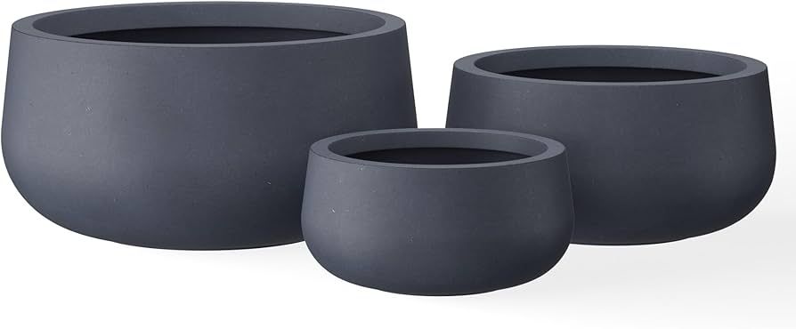 Kante 19.6",15.7",11.8" Dia Round Concrete Planters Set of 3, Outdoor Indoor Garden Plant Pots wi... | Amazon (US)