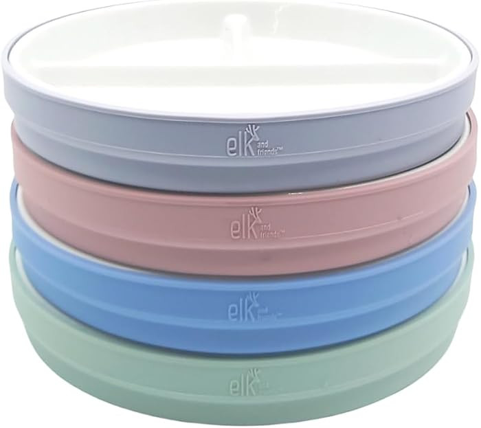 Elk and Friends Kids 6.7” Porcelain Divided Plates with Silicone Sleeves | Suitable for Babies/... | Amazon (US)