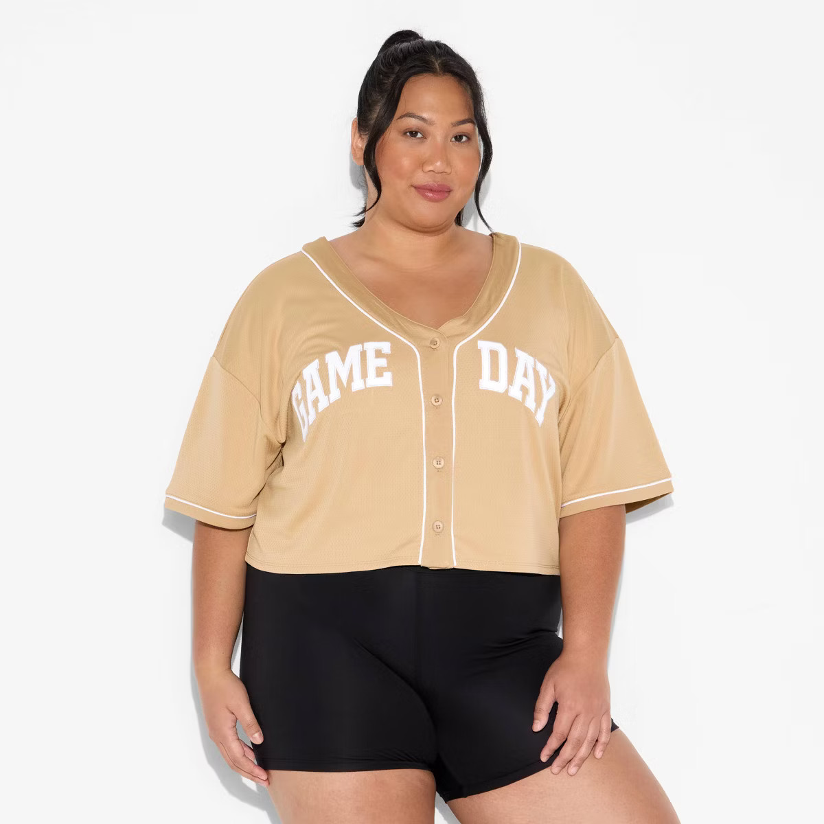 Women's Game Day Cropped Elbow Sleeve V-Neck Athletic Jersey - Wild Fable™ | Target